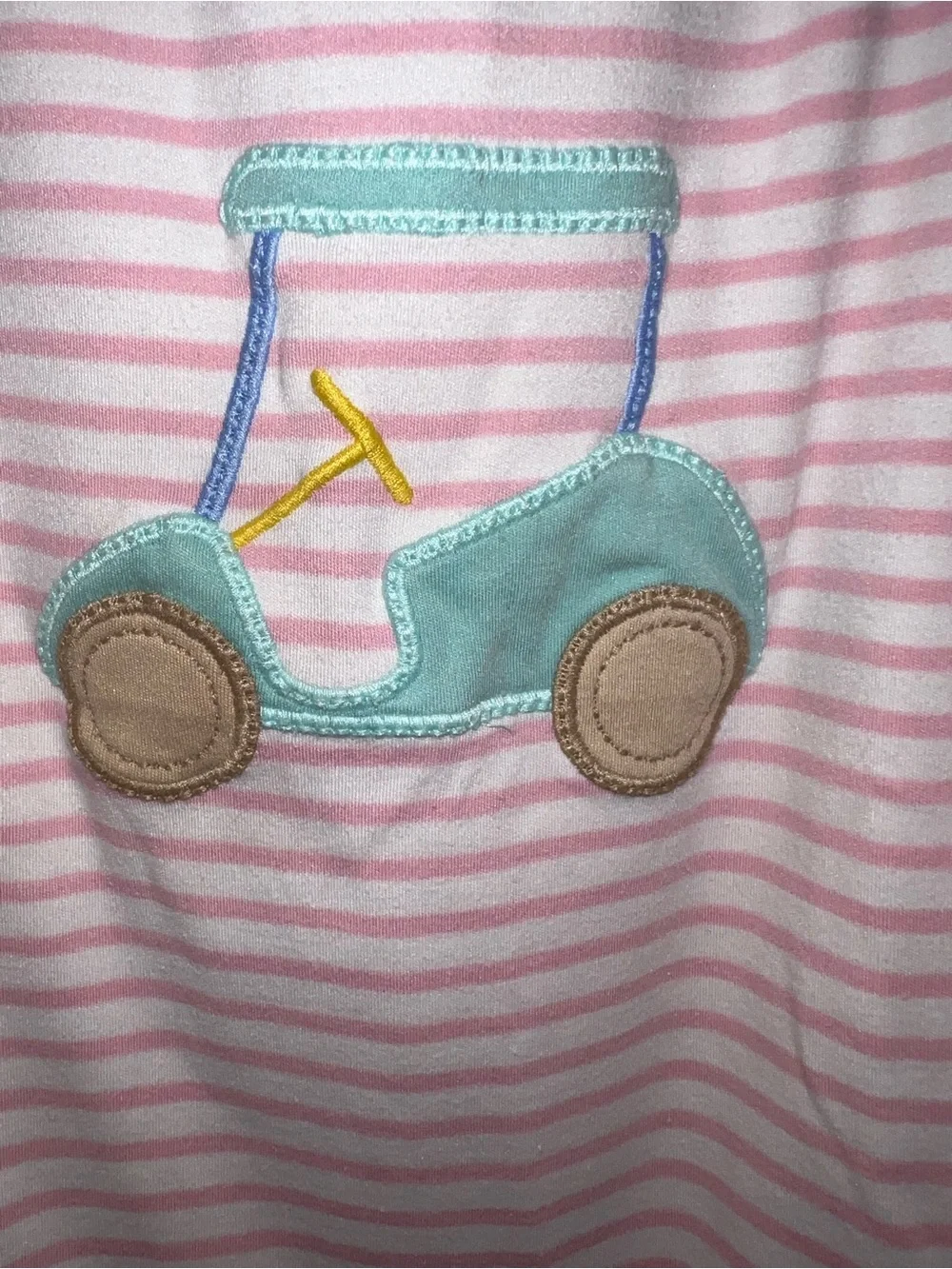 Stitchy Fish Girls Pink Striped Golf Cart Top & and pink leggings